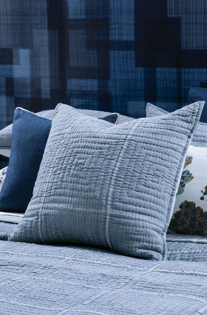 Bianca Lorenne - Quadrato Denim Blue Bedspread (Pillowcases - Eurocases Sold Separately) image 1